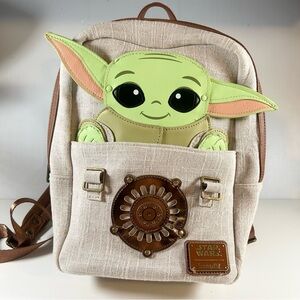 Disney Parks Loungefly Mandalorian Grogu Baby Yoda Mini Backpack Star Wars RARE